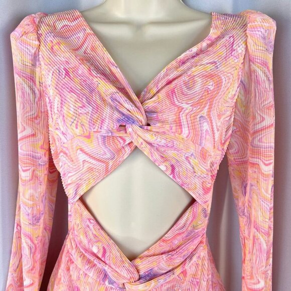 NWT LoveShackFancy Nanita Pink Long Sleeve Cutout Mini Dress $495 - Picture 4 of 14
